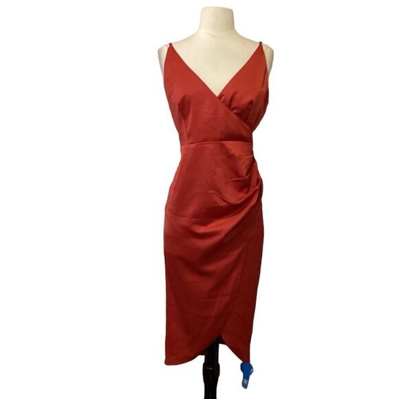 NWT Cupshe Red Midi Dress Large - Picture 1 of 13